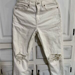 American Eagle Outfitters Off-White Distressed Jeans